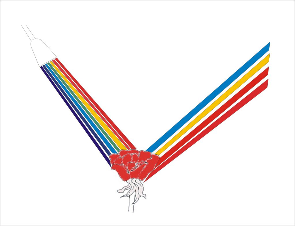 Farbreflektion auf einen Körper