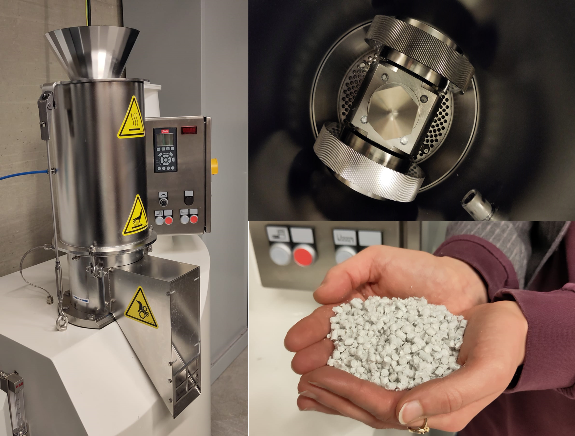 Pelletmaschine produziert Pellets aus Textilien