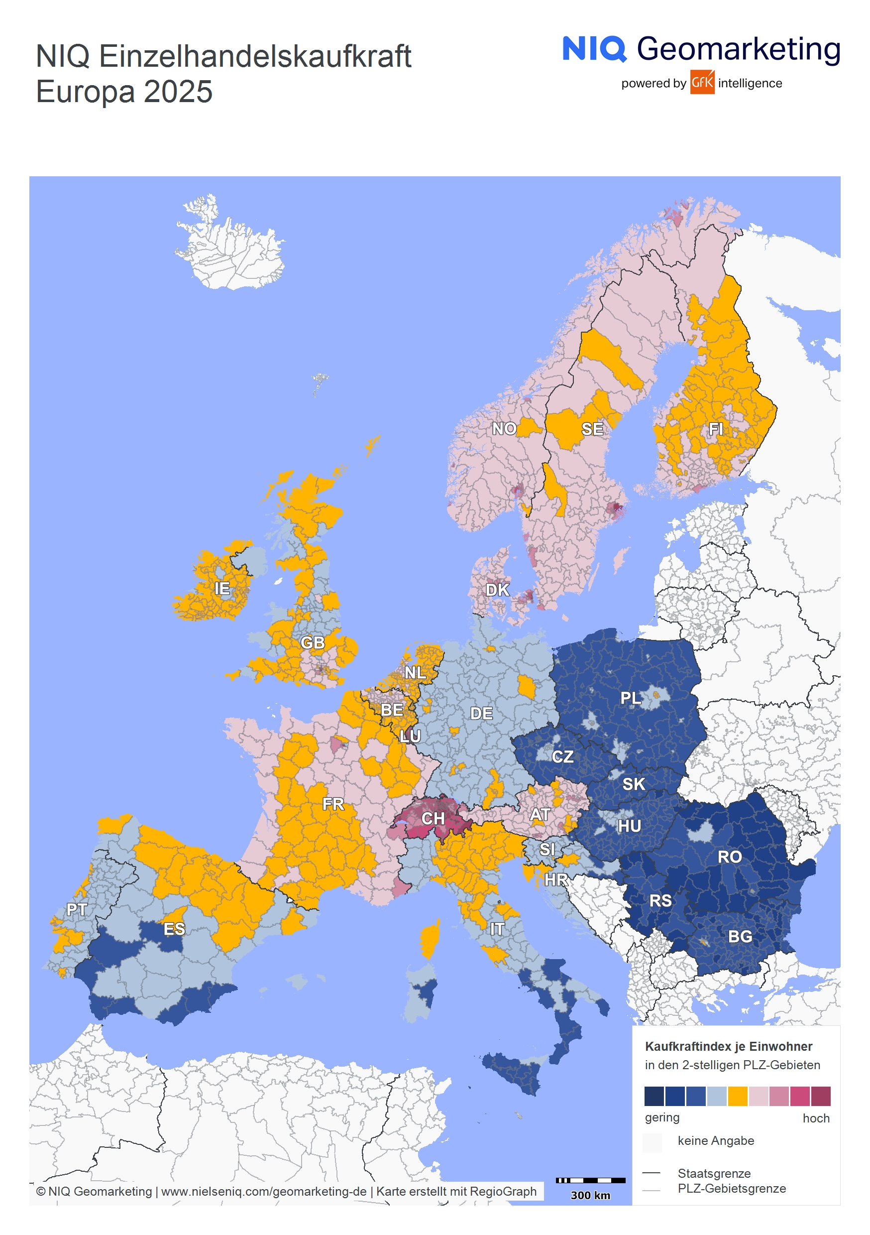 Einzelhandelskaufkraft in Europa – Regionale Unterschiede bleiben groß