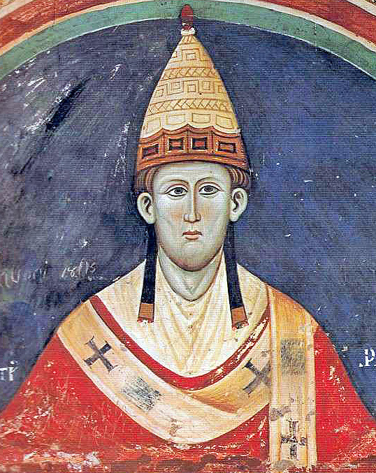 Pallium_Innozenz3
Innozenz III. mit Pallium im spätantik-byzantinischen Stil
Von Autor/-in unbekannt - Fresco at the cloister Sacro Speco, Gemeinfrei, https://commons.wikimedia.org/w/index.php?curid=64027